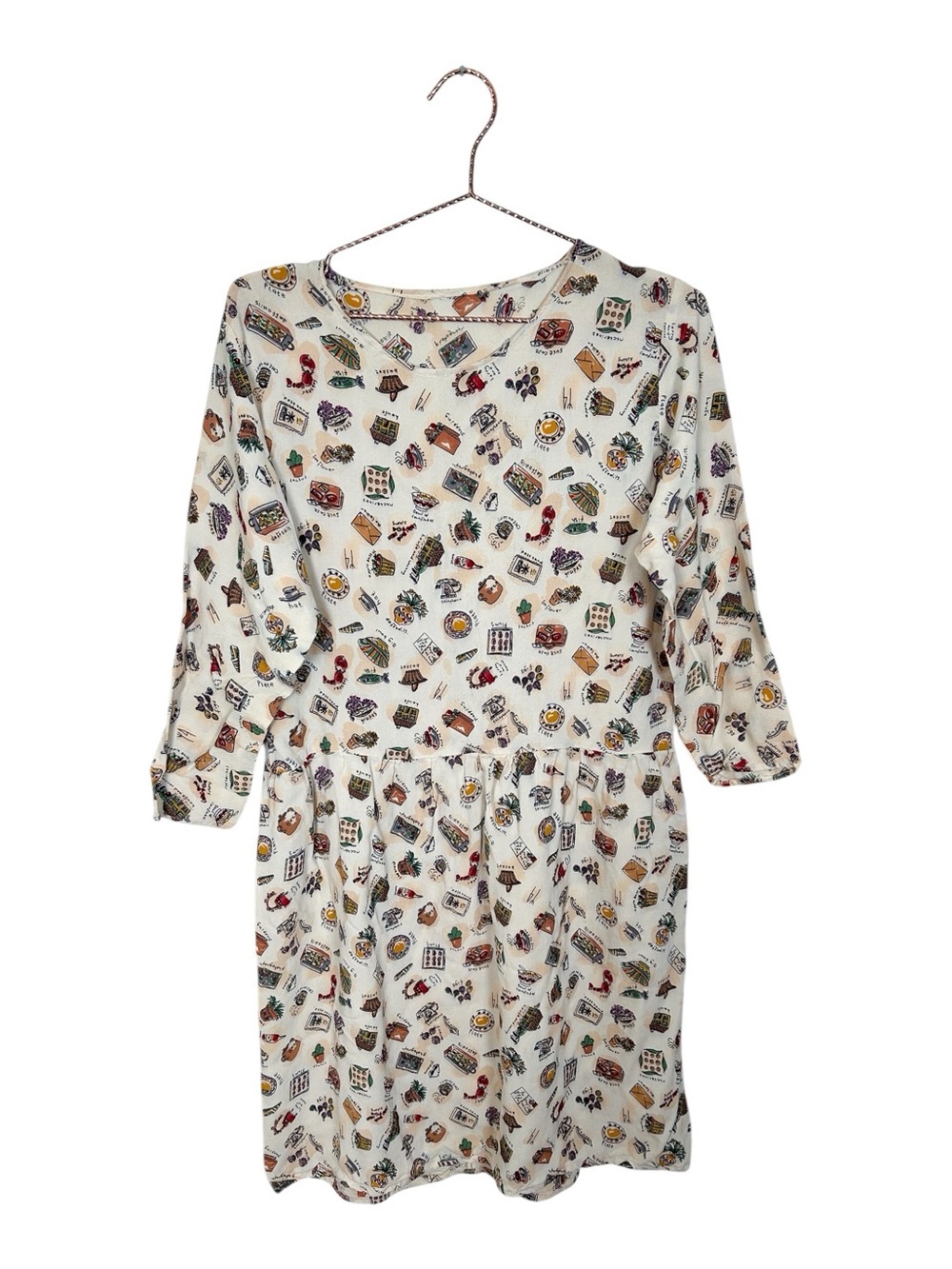 Handmade Artsy Printed Long-Sleeve Dress